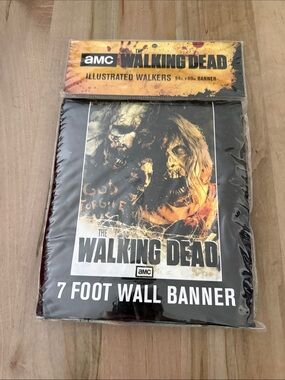 The Walking Dead Black & Orange Illustrated Walkers Wall Banner